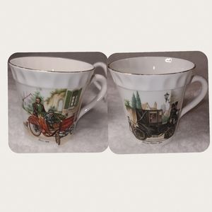Fine Bone China Crown 2 gold rimmed Mugs